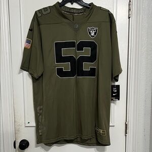 Nike Olive Green Men's Raiders Jersey Mack 52 XXL BNWT Veterans military USA